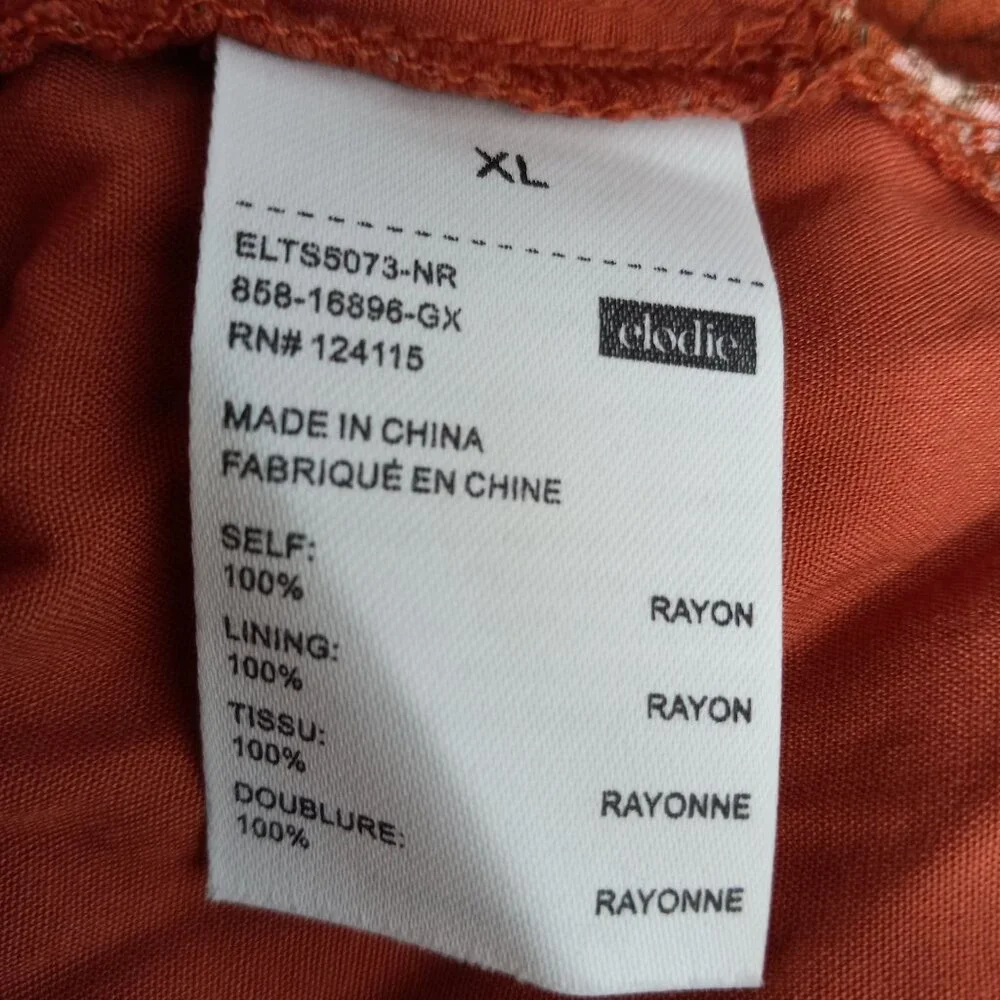 Elodie Size XL Blouse Womens Floral Long Sleeve Boho Rayon Crop Top Smocked - Picture 9 of 10